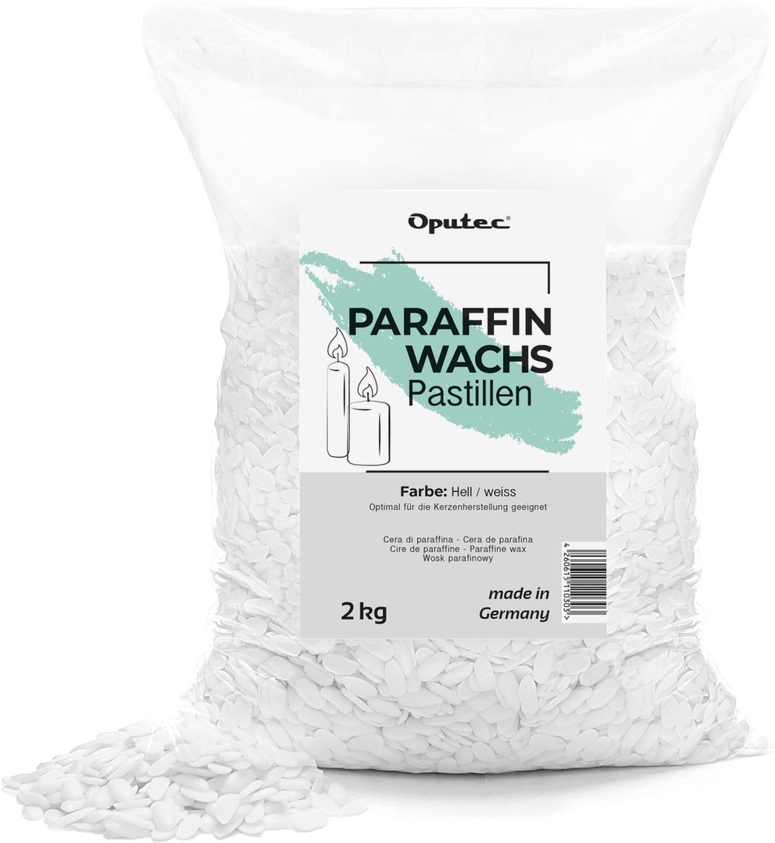  2kg paraffinewas pastilles | kaarsenwas wit | gietwas | zelf kaarsen maken | smeltpunt 55–59°C | made in Germany